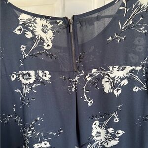 Floral Print Dress in Blue and White